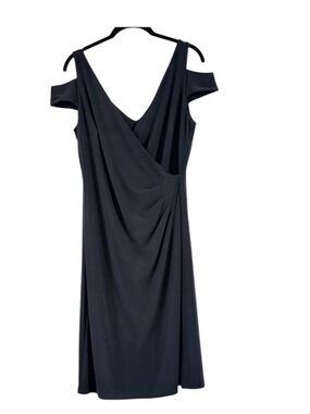 Ralph Lauren Black Midi Cold-Shoulder Cocktail Dress Size 6